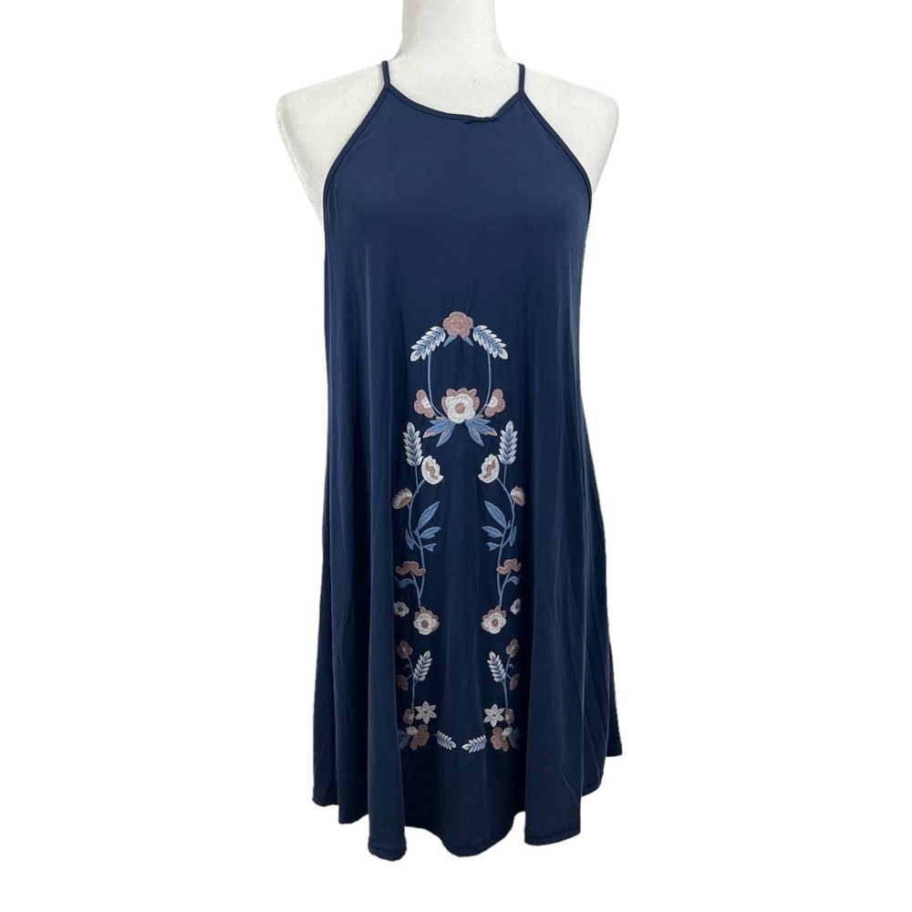 Alya Blue Floral Casual Dress Size Medium